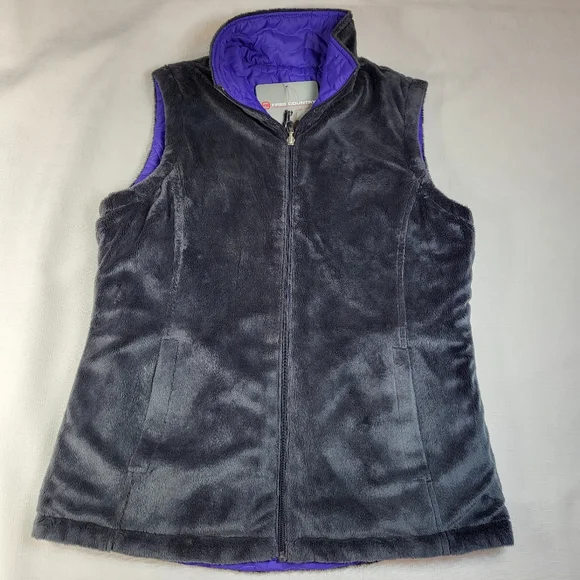 Free Country Purple Iris Reversible VEST Womens Size S Quilted Fleece Full Zip - Picture 13 of 15